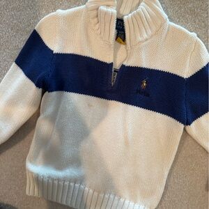 Polo Ralph Lauren White and Navy Zip-Up Sweater